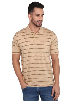 ColorPlus - Light Brown Comfort Fit Pure Cotton Polo Neck T-Shirt