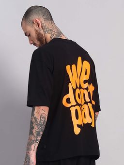 Griffel - Men We Don’T Play Oversized Graphic Black T-Shirt