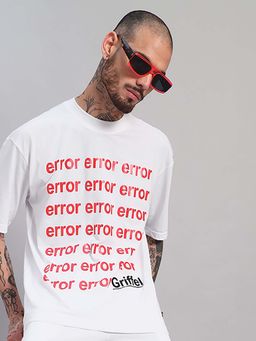 Griffel - Error Repeated Typography Print Oversized White T-Shirt