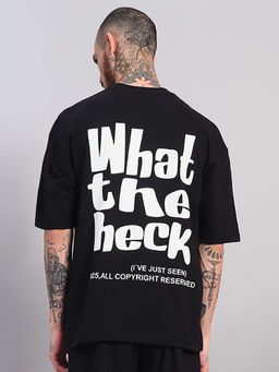 Griffel - Men Black Oversized Graphic Printed Slogan T-Shirt