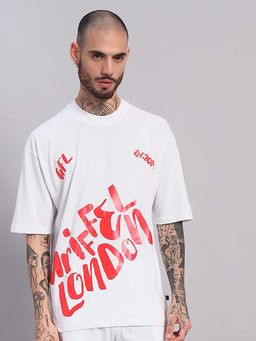 Griffel - Men White Oversized Graphic Printed London T-Shirt