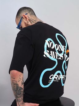 Griffel - Black Graphic Oversized T-Shirt