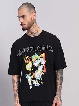 Griffel - Mafia Black Graphic Oversized T-Shirt