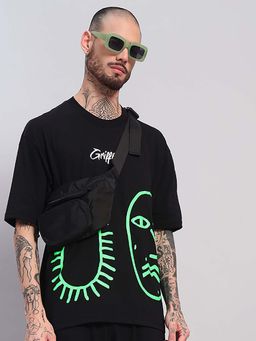 Griffel - Neon Green Face Graphic Oversized T-Shirt
