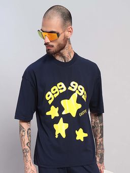 Griffel - Navy Blue 999 Stars Oversized T-Shirt