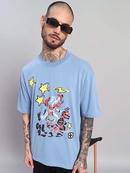 Griffel - Blue Abstract Stars Oversized T-Shirt