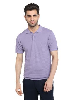 Raymond - Regular Fit Medium Purple Pure Cotton Polo Neck T-Shirt