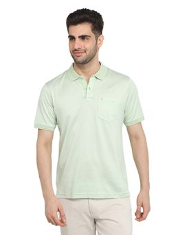 Raymond - Regular Fit Light Green Pure Cotton Polo Neck T-Shirt