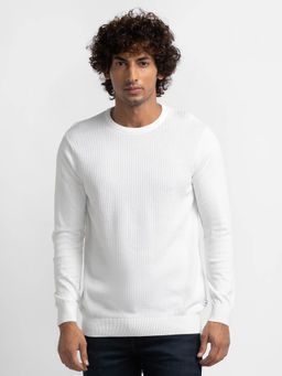 Spykar - Ecru Cotton Full Sleeve Casual Sweater for Men
