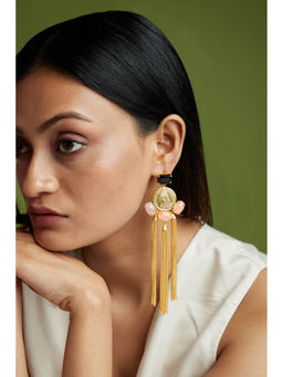 AMOSSH - 18K Gold Plated Stones Pair Of Fall Earrings