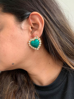 AMOSSH - 22K Gold Plated Stones Pair Of Mabel Earrings