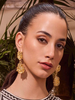 AMOSSH - 18K Gold Plated Stones Pair Of Nora Earrings