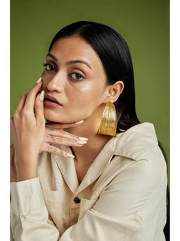 AMOSSH - 18K Gold Plated Statement Pair Of Solitude Earrings