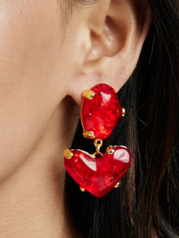 AMOSSH - 18K Gold Plated Stones Pair Of Yale Earrings