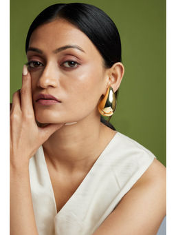 AMOSSH - 18K Gold Plated Statement Pair Of Tear Studs