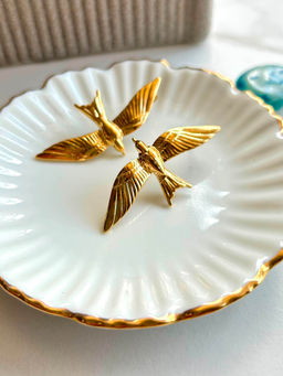 AMOSSH - 18K Gold Plated Statement Pair Of Bird Earrings