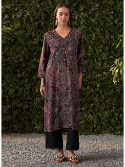 Lakshita - Black Printed Rayon Kurta for Women
