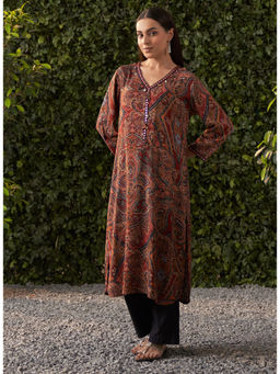 Lakshita - Maroon Printed Rayon Kurta for Women