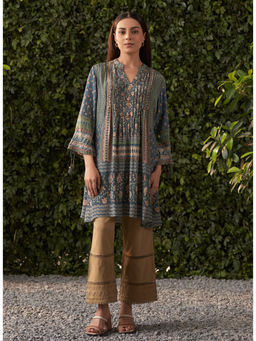 Lakshita - Teal Blue Printed Shantoon Kurti for Women