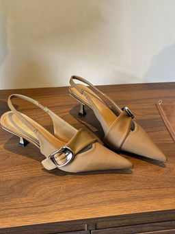Street Style Store - Women Beige Suede Kitten Heels