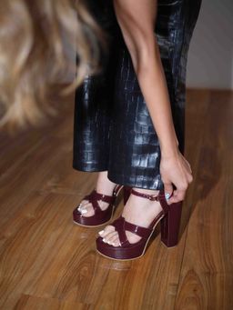 ERIDANI - Augustine Maroon Ankle Strap Heeled Sandals