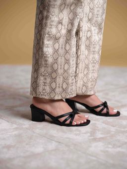 ERIDANI - Clary Black Knot Block Heel Sandals