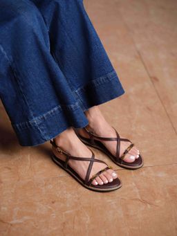 ERIDANI - Women Emroy Brown Sandals