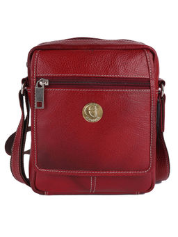 HiLEDER - Pure Genuine Leather 6 Inches Sling Travel Office Tab Bag, Maroon