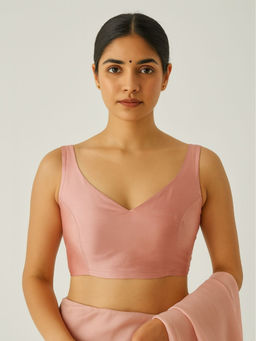 Abhishti - Sweetheart Neck Pink Stitched Blouse