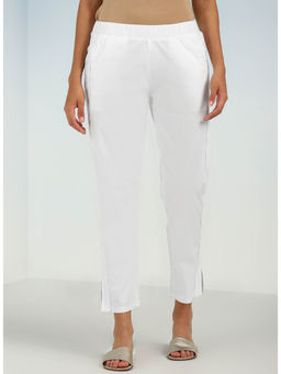 Lakshita - White Plain Straight Fit Pants