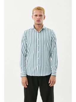 Snitch - Grey Stripes Full Sleeves Slim Formal Shirt for Men