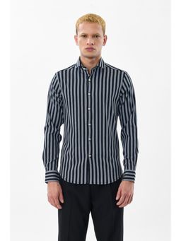 Snitch - Black Stripes Full Sleeves Slim Formal Shirt for Men