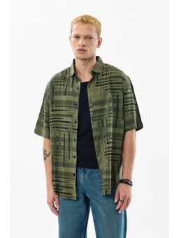 Snitch - Olive Green Half Sleeves Boxy Casual Shirt for Men