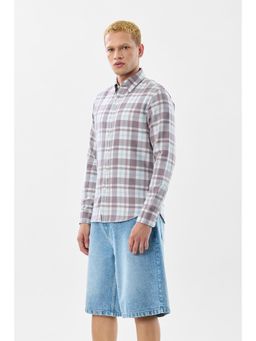 Snitch - Mauve Plaid Full Sleeves Slim Casual Shirt for Men