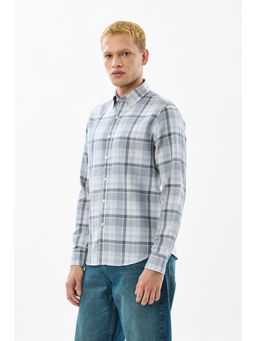 Snitch - Light Blue Plaid Full Sleeves Slim Casual Shirt for Men