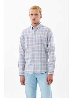 Snitch - Lavender Plaid Full Sleeves Slim Casual Shirt for Men