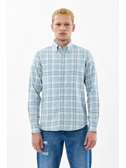 Snitch - Light Blue Plaid Full Sleeves Slim Casual Shirt for Men