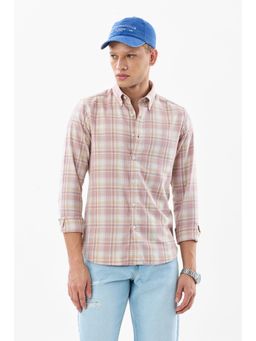 Snitch - Pink Plaid Full Sleeves Slim Casual Shirt for Men