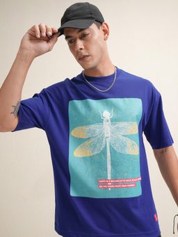 LOCOMOTIVE - Men Blue Crew Neck Half Sleeve T-Shirt