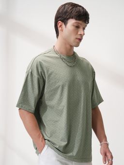 LOCOMOTIVE - Men Green Relaxed Fit T-Shirt