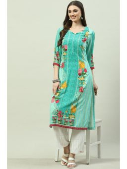 Biba - Women Green Floral Printed Kurta