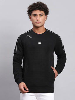 Rock.it - Black Self Design Crew Neck Sweatshirt