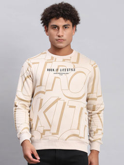 Rock.it - Cream Printed Crew Neck Sweatshirt