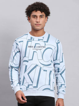 Rock.it - Blue Printed Crew Neck Sweatshirt