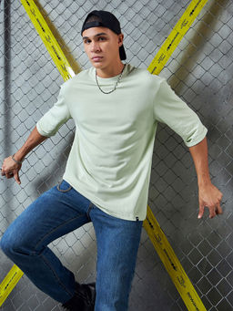 Bewakoof - Heavy Duty 1.0 Men's Green Super Loose Fit T-shirt