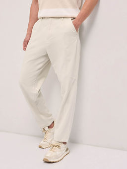 The Bear House - Mens White Solid Cotton Trouser