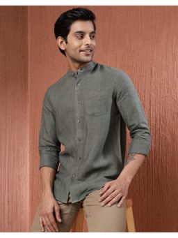 Fabindia - Green Linen Solid Shirt