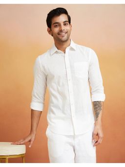 Fabindia - White Cotton Printed Shirt