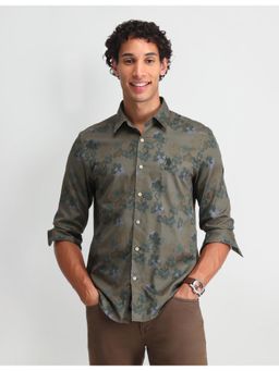 U.S. Polo Assn. Denim Co. - Floral Green Full Sleeves Collar Neck Shirt