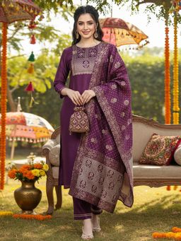 Vaamsi - Women Poly Silk Kurta Pants and Dupatta (Set of 3)